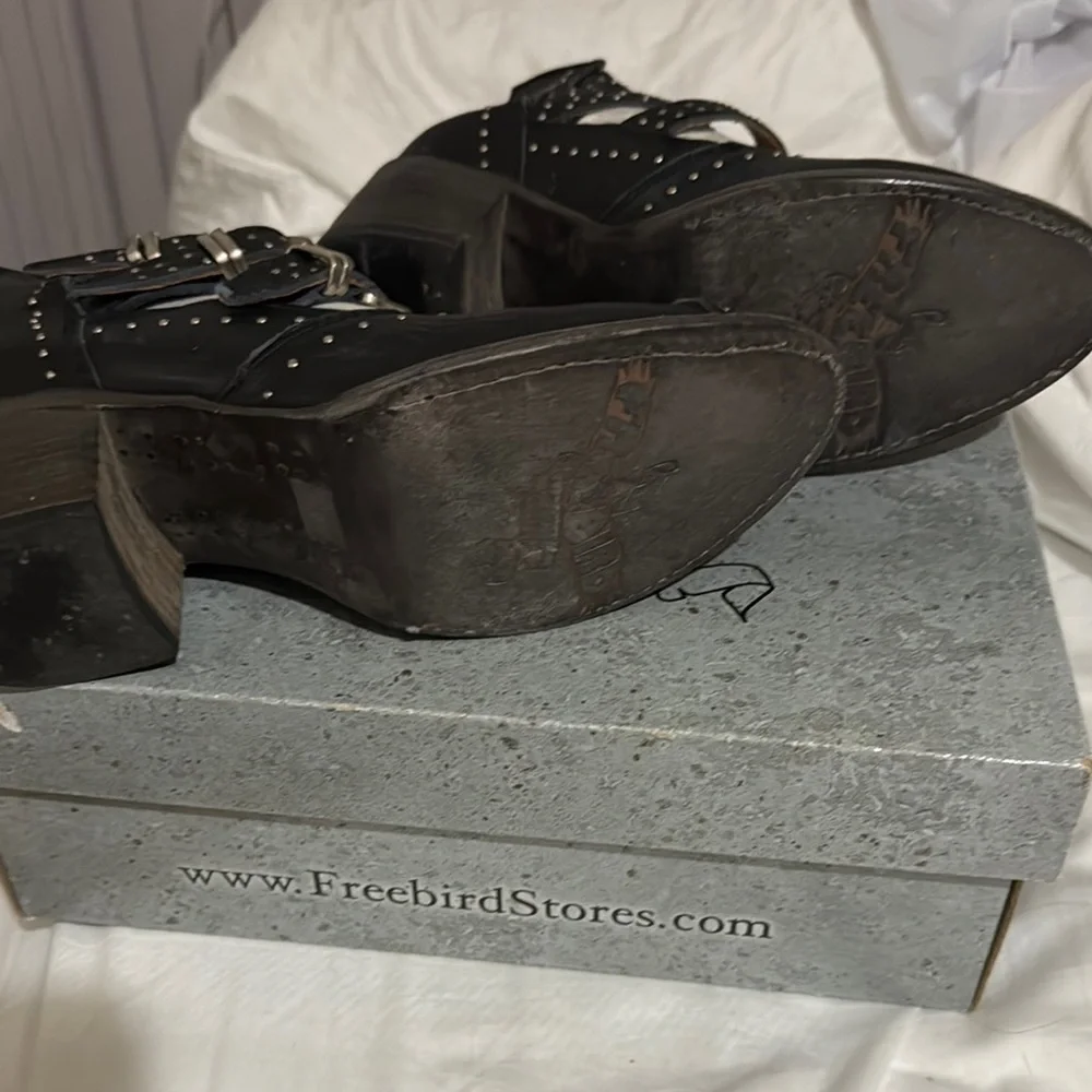 Black Studded Buckle Boots - Picture 4 of 5